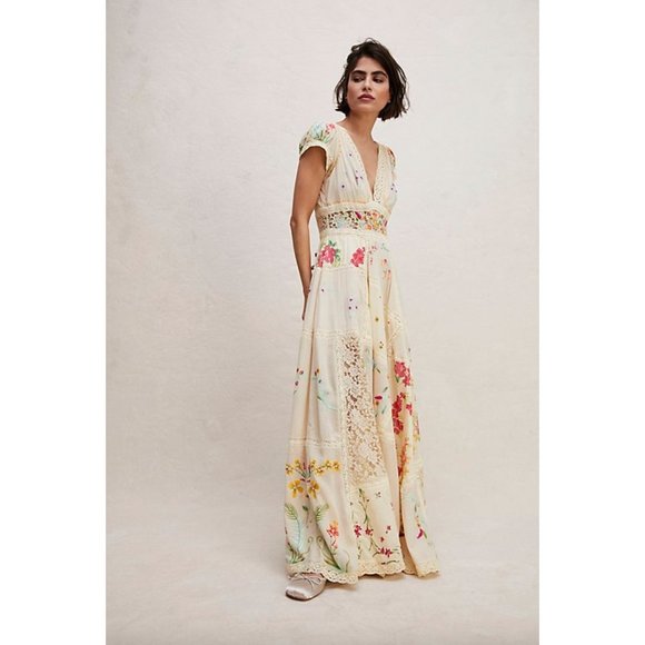 Free People Hibiscus Heaven Maxi Dress Size XL Floral Embroidered Tropical - Picture 4 of 8